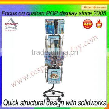 Rotating metal wire floor standing literature brochure display rack