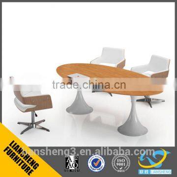 Ash Wood Oval-shape MFC Office Conference Table Meeting Table Desk