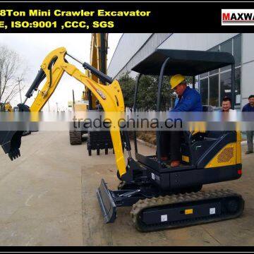 China Cheap Mini Rubber Crawler Excavator for Sale , CE / ISO Certificate, CT18-9D