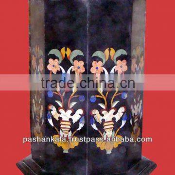 Black Marble Inlay Table Stand