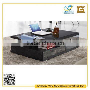 modern design wood coffee table glass top with drawers