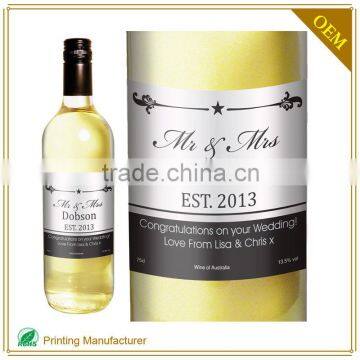 2015 New Private Wine Bottle Neck Label Paper With Custom Printing Size