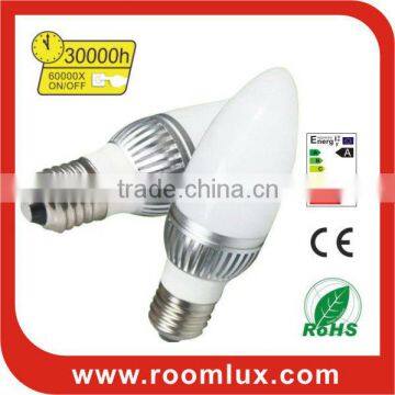 energy efficient E27/E14 LED candle light 3W Dia40X125mm