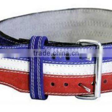 4" Width Colored Stripe Leather Power Weight Lifting Belt