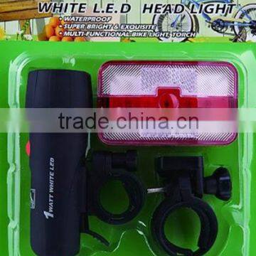 2015hot sale bicycle front light+rear light set 1wat super bright light set bike light set