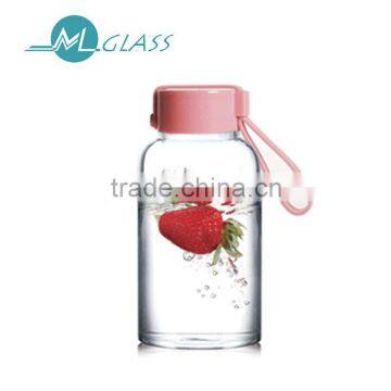 wholesale 200ml borosilicate glass bottle water bottle with portable lid N6429