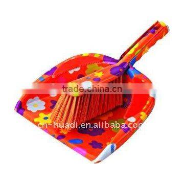 HD5010 flower panited plastic mini broom and dustpan set