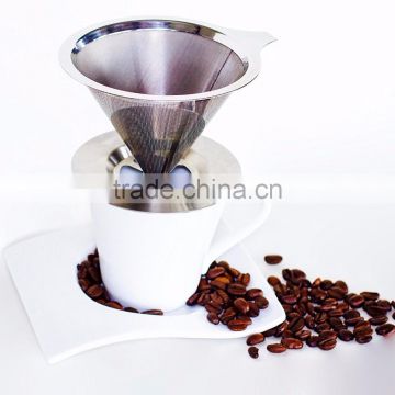 Stainless Steel Cone Coffee Filter maker dripper with stand for 2-4 cups