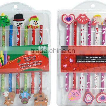 8 pcs pencil cap eraser set