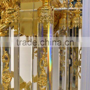 Royal Palace Italy Antique 24K Gold Plated Bronze Floor Clock, Brass Mounted Crystal and Marble Grandfather Floor Clock photo-5