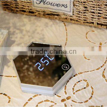 Multifunction Mirroring Alarm Clock With Led Digital Thermometer Cosmetic Mirror Night-lighting Alarm Clock photo-5