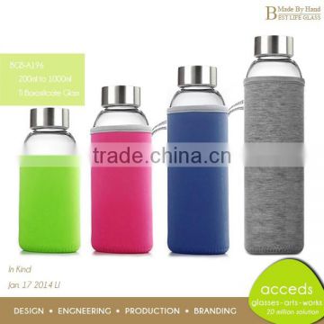 Different Types BPA Free Sports Glass Water Bottle With Infuser