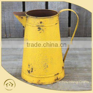 Hot Sale yellow bucket oil painting, yellow metal watering can for garden