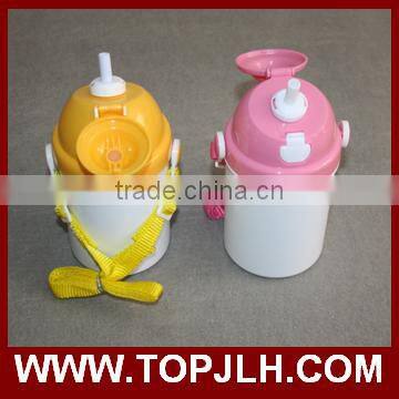 Sublimation plastic bottle for promotion,kids school water bottle with straps