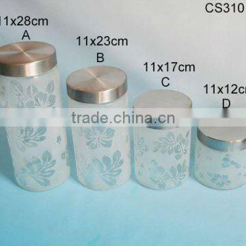 four sizes elegant unique frosted effect cylinder glass mason jars