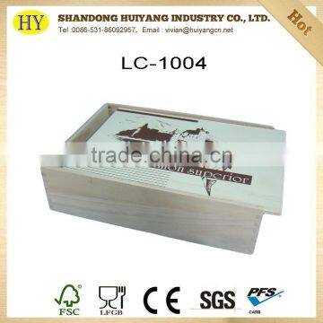 FSC custom wooden wine box with sliding lid