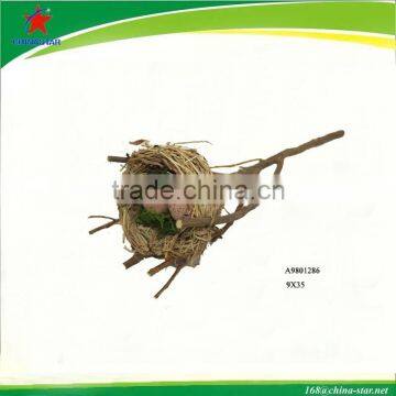 straw bird nest picks with two eggs