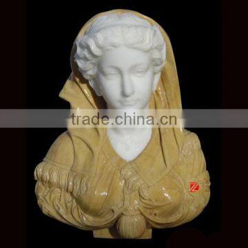 stone carved beautiful lady bust sculpture