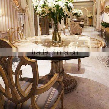 Exquisite Luxury European Imperial Handmade Round Dining Table with Beautiful Floral Table Top BF12-04254c