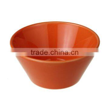 orange color round ceramic popcorn bowl