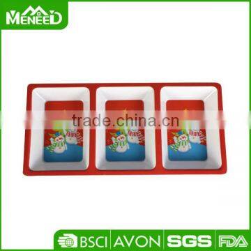 Christmas festival products three chips use colorful rectangle holiday divider bowl