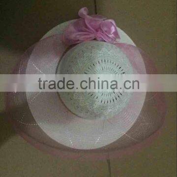 Cheap Lace Hollow Summer Lady Straw Hat for Weddings photo-2