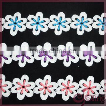 Colorful embroidery lace trim, lovely chemical lace trimming for dress,blouse