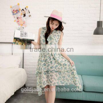 Floral Print Ruffles Chiffon Maxi Dresses Strap v Neck Beach Summer Dress photo-6