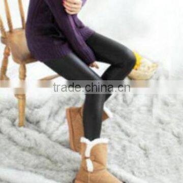 Wholesale Faux Suede High Waist Leggings Tan Breathable Women Legging Pants photo-4