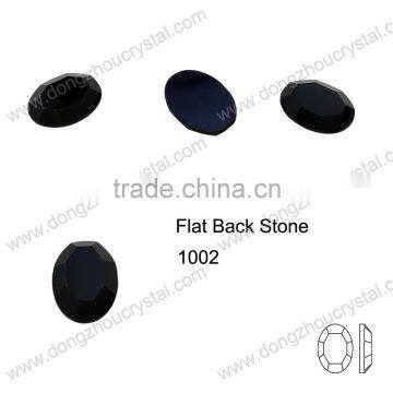 DZ-1002 jet colored oval cut flat back glass stones for jewelry accessories