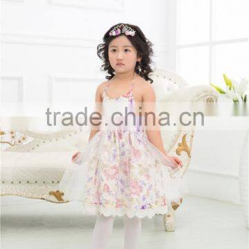 Newest Design Sling Fashion Kids Party Wear Girl Dress Baby Floral Backless Dress photo-3