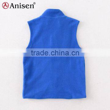 Children Garment Plain Boutique Blue Custom Boys Polar Fleece Children's Vests photo-2