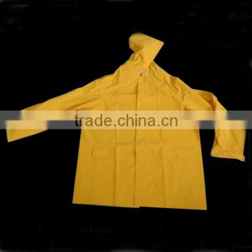 Waterproof Yellow PVC Polyester Safety Long Raincoat