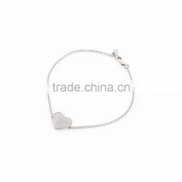 Silver Plated CZ Studded Designer Heart Bracelet