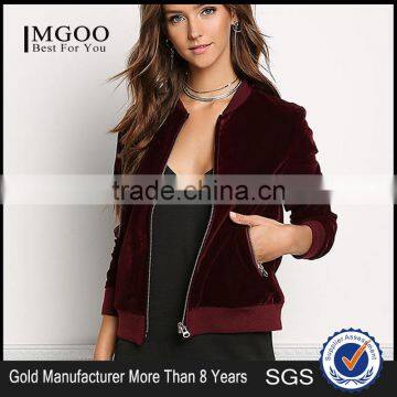 MGOO Imported Latest New Design Cheap Price Zip Up Corduroy Bomber Jackets or Women Zip Up Long Sleeves