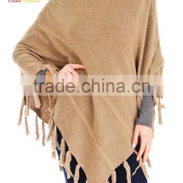 Classic Cashmere Fringed Poncho Cashmere Poncho Sweater Wrap photo-2