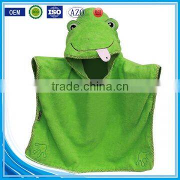 Embroidered Snuggle Custom Cotton Velour Animal Kids Hooded Poncho Towel photo-3