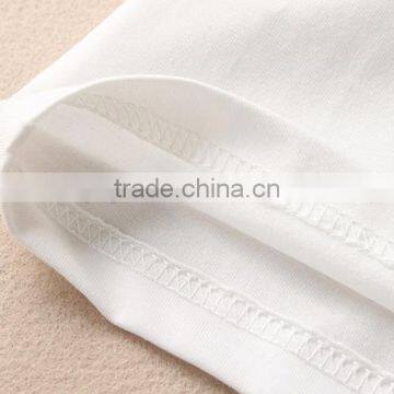 Pure White Simple Ladies 100% Cotton Long Sleeve T-shirt photo-3