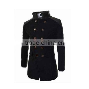 Hot Sale Long Sleeve Woolen Black Navy and Gary Warm 4 Size for Choice Coat of Wool photo-2