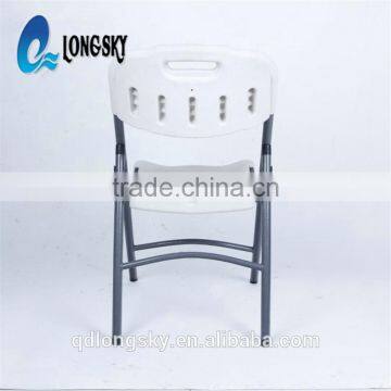 LS-4011 Light Weight Outdoor Furniture Use Cheap Dining Chair White Rental Plastic Folding Chair HDPE With Metal Painting Frame photo-4