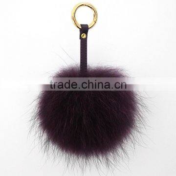 Myfur Fluffy Pompom Bag Pendant Fuzzy Charm Raccoon Fur Ball Leather Strap Keychain Keyring photo-5