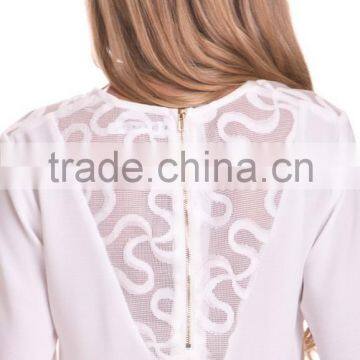 100%Polyester Long Sleeve Woman Blouse 2015,women Tank Tops in White photo-6