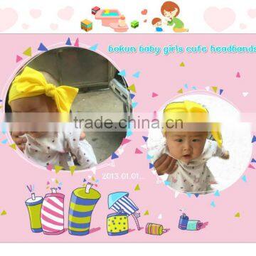 Hot Sale Kids Bright Color Hairwear Chiffon Cotton Bowknot Headband Children Baby Craft Hairband photo-2