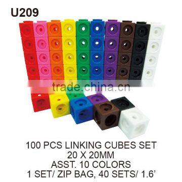 Plastic 100pc puzzle linking cubes set educational toys for kids