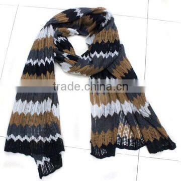 new design fashion ladies winter fleece acrylic knitted Chevron scarves