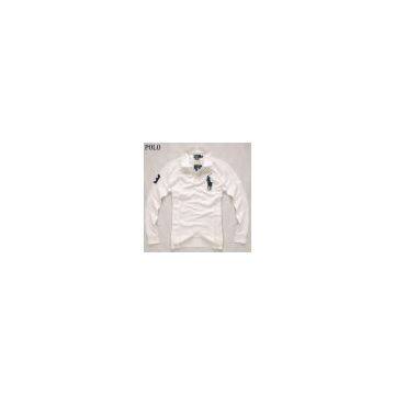 mens Classic polo shirts-long sleeve,white,size L