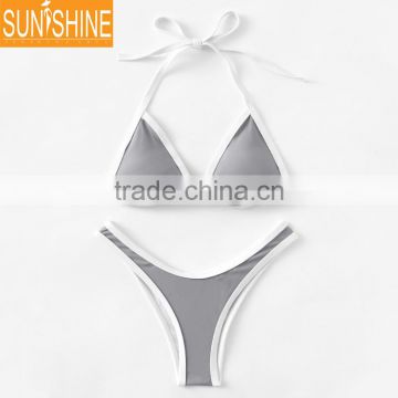 New Design Sexy Tiny Bikini Swim Suit Girls Solid Color Thong Bikini