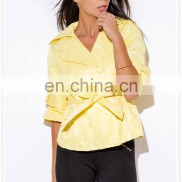 High Quality Lady Yellow Double Breasted Half Sleeve Jacket Nepal Low Price photo-3