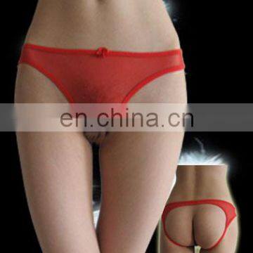 sexy girl g-string open back red mesh pantie