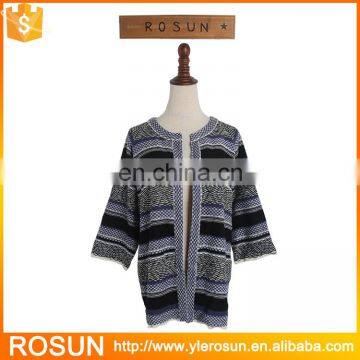 2017 Elegant Cross Pattern Jacqard Weave Knitted Cardigan for Womens